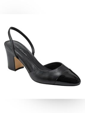 Marc Fisher Black Slingback Block Heel Pump